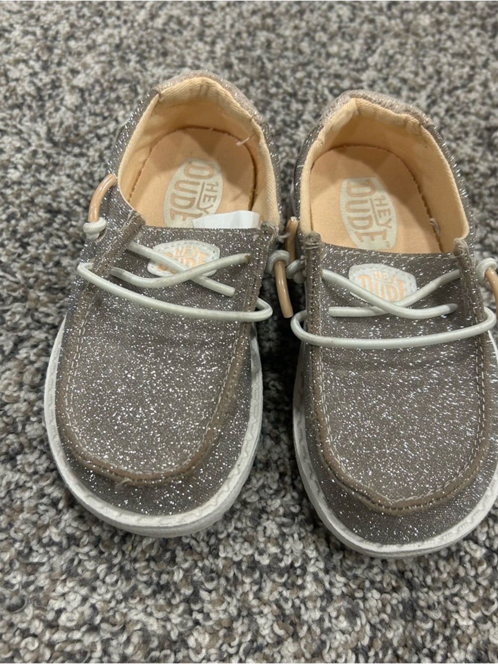 Hey Dude Loafers Toddler Size C8 Gold Wendy Metallic Sparkle Slip On Shoes